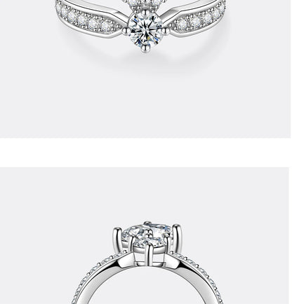 PERFANY 1.3CT Moissanite Ring for Women S925 Pure Silver Crown Double Layer Design Laboratory Diamond Wedding Luxury Jewelry