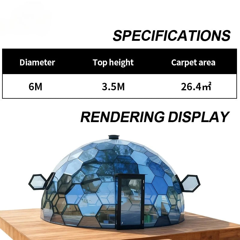 Customized Luxury Glass Dome House Tent Transparent Geodesic Aluminum Frames Four Season Outdoor Hotel Resort Camping