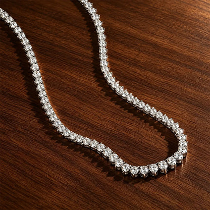 Kanolan Moissanite Tennis Necklace for Women 925 Sterling Silver 18K White Gold 3 Claw Graduated Necklace Luxury Wedding Jewelry