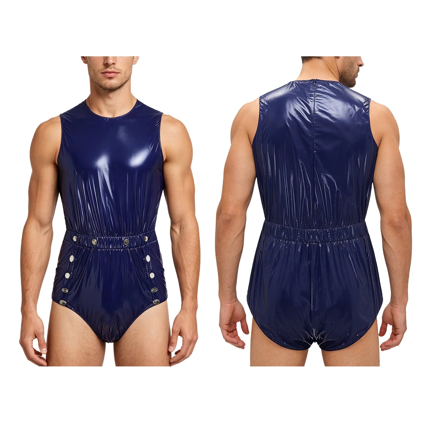Men Women Waterproof Glossy Bodysuit Leak-proof Washable Diaper Cover Elderly Bedridden Special Needs Adaptive Jumpsuit Swimwear