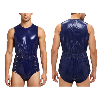 Men Women Waterproof Glossy Bodysuit Leak-proof Washable Diaper Cover Elderly Bedridden Special Needs Adaptive Jumpsuit Swimwear