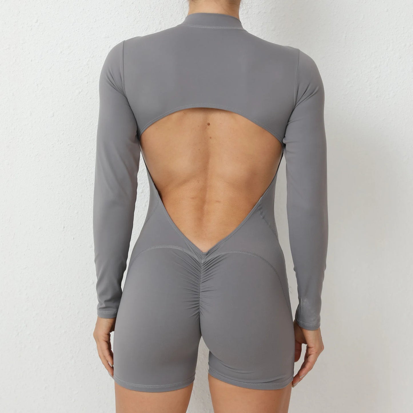 2026 Pad Zipper Long Sleeve Yoga Set Women One Piece Jumpsuit Gym Workout Shorts Fitness Bodysuit Sports Athletic Suit XP358