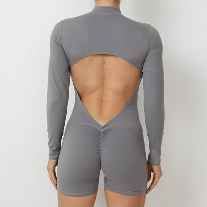 2026 Pad Zipper Long Sleeve Yoga Set Women One Piece Jumpsuit Gym Workout Shorts Fitness Bodysuit Sports Athletic Suit XP358