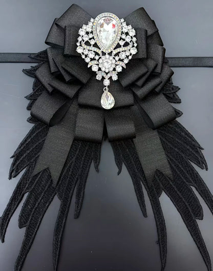 Luxury Rhinestone Mesh Wing Bow Brooch  Elegant Banquets Dress and Wedding Shirts Lapel Flower Bow Tie  Unisex Gift Accessory