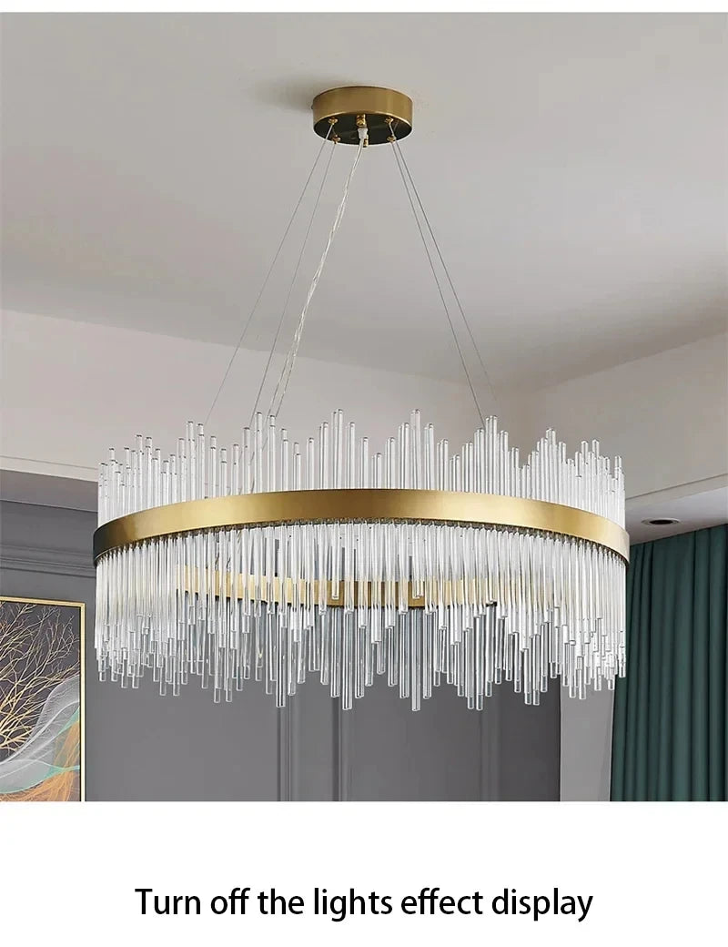 Modern Luxury Crystal Ceiling Chandelier Stainless Steel Living Room Lights Home Decor Dining Room Pendant Lamp Interior Bedroom