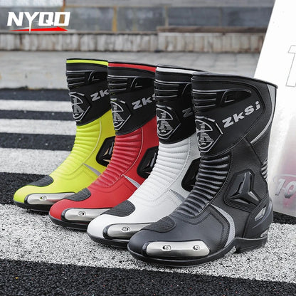 Motocross Boots Men Anti Slip Motocross Riding Boots Non-slip Wear-resistant Breathable Wind-proof Collision-proof Road Shoes