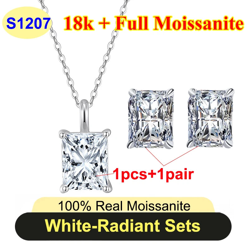 Full Shape 1-3ct Moissanite Women's Moissanite Jewelry Sets 925 Silver Plated 18k Gold D Color Necklace Earrings For Women Gift