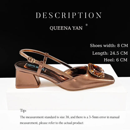 Queena Yan 2025 Nigerian Banquet Shoes and Bag Set Fashion Ladies Matching Shoes and Bag High Heels Wedding Party Coffee Color