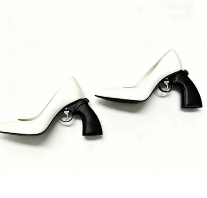 Multi Colored Patent Leather Pointed-Toe High heels Avant-Garde Gun-Shaped Heels Smooth Upper Cool Fashion Footwear