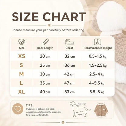 Fashion Autumn Winter Dog Warm Clothes Thickened Windproof Dog Hiking Jacket Horn Buckle Cute Dog Bodysuit for Small Medium Dog