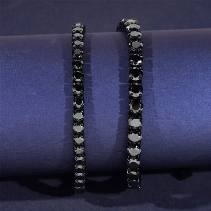4mm Black Moissanite Tennis Necklace 316L Stainless Steel Men Hiphop Jewelry Plated Gun Black Diamond Link Chain Necklaces Gift