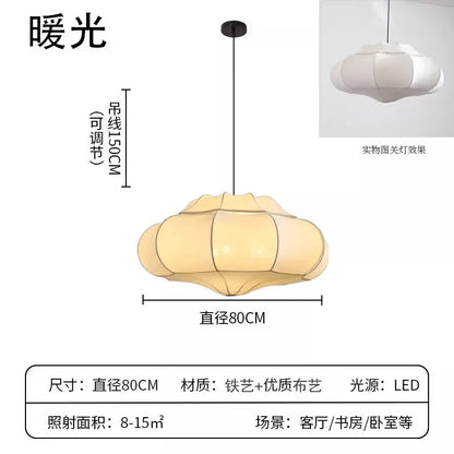 Japanese Wabi-sabi Fabric Art Decorative Pendant Lights LED E27 Silk Hanging Lamps Living/Tea Room Bedroom Restaurant Study Cafe