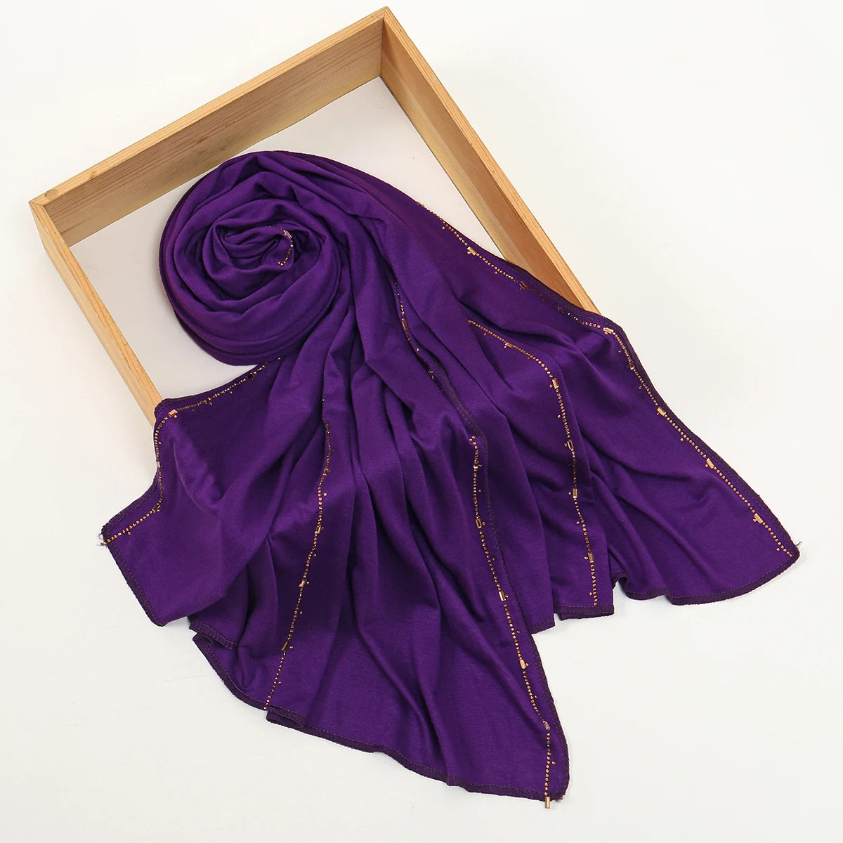 Rhinestone Modal Cotton Jersey Hijab Scarf For Women Stretch Shawl Plain Muslim Headband Fashion Solid Color Long Muffler