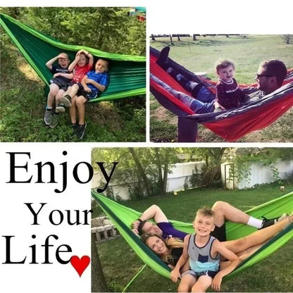 Outdoor Single Camping Hammock, Color Nylon Parachute Fabric, High Strength Portable Hanging Bed