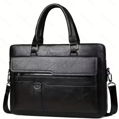 PU Business Briefcase - A Lightweight Cross-body Bag with Ample Capacity, Perfect for Daily Commuting.
