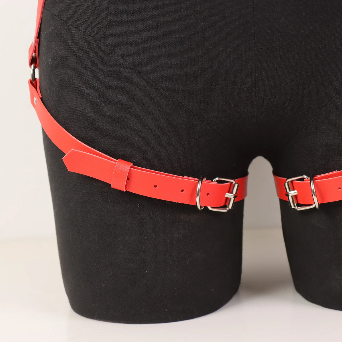 Women'S Sexy Gothic Vegan Faux Leather Full Body Harness Belt, Garter Belt Set