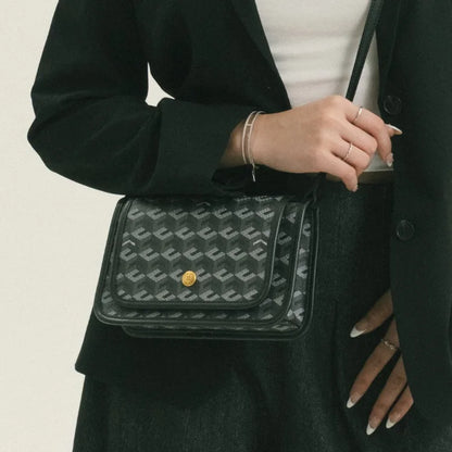 Luxury Monogram Messenger Bag Women Geometric Print 3D Cube Coated Canvas Crossbody Bag Classic Versatile Elegant Shoulder Bag