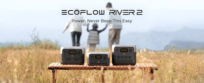 ECOFLOW Portable Power Station RIVER 2, 243Wh LiFePO4 Battery/ 1 Hour Fast Charging, 2 Up to 600W AC Outlets, Solar Generator