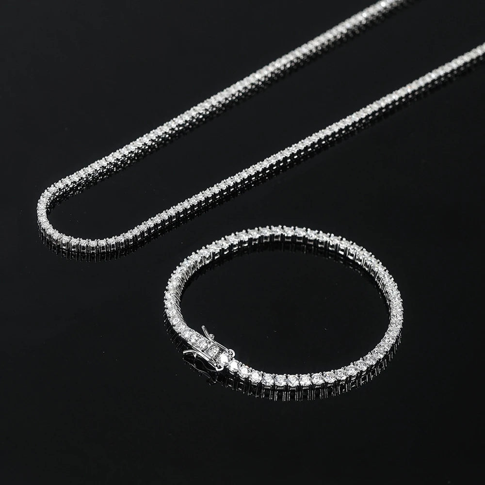 Moissanite Tennis Necklace Women Luxury Anniversary Wedding Bridal Gift for Wife 3/4/5MM D VVS1 S925 Sterling Silver
