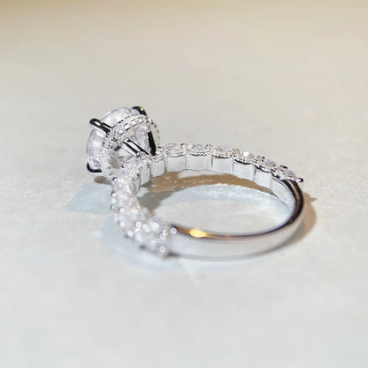 18K white gold and platinum PT950 moissanite diamond ring for women sterling silver 3 carat four-claw diamond ring for wedding