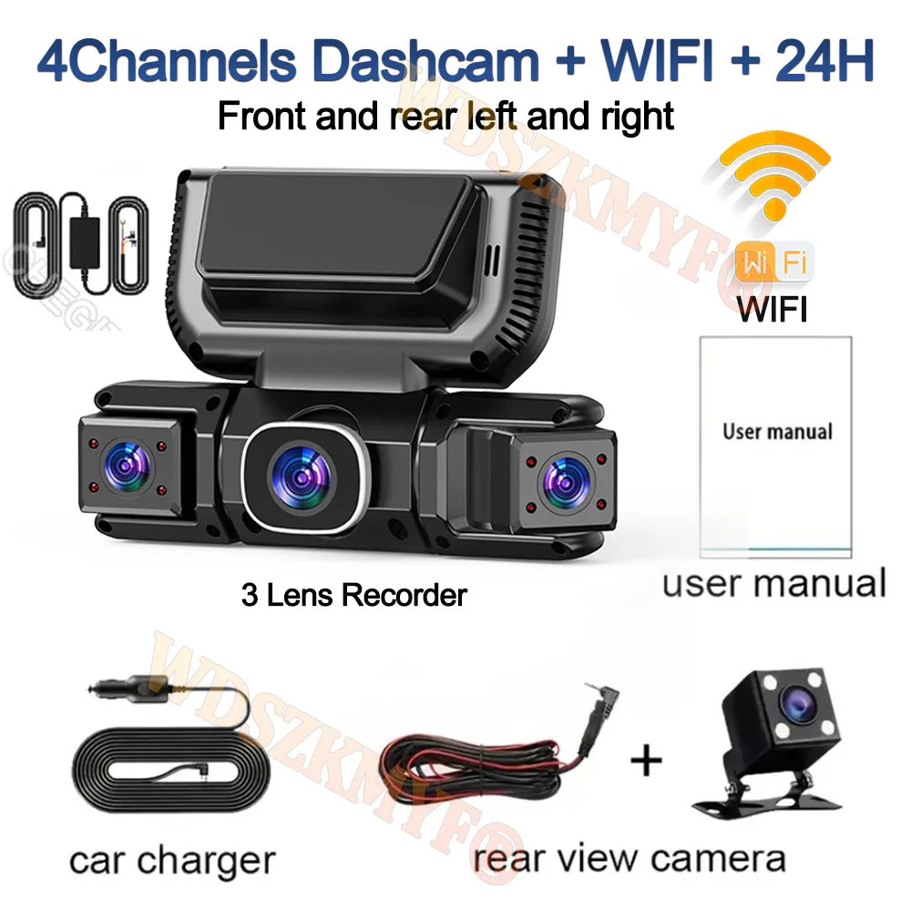 New 360 Degree 4CH Car Dvr HD 1080P Video Recorder WiFi Dashcam 24h Parking Monitor Front and Rear View Camera Car Recorder
