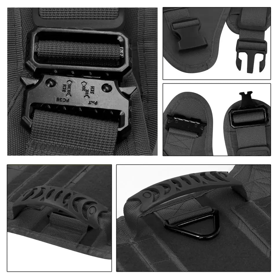 Tactical Dog Harness Collar And Leash Set Adjustable Training Walking Vest For Medium Large Dogs German Shepherd Malinois Outdoor Use