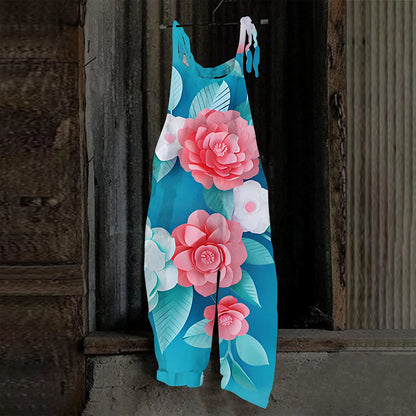 2026 New Colorful Paint Splash Print Sleeveless Overalls Women Casual Loose Wide Leg Jumpsuit Graffiti Art Streetwear Rompers Fo