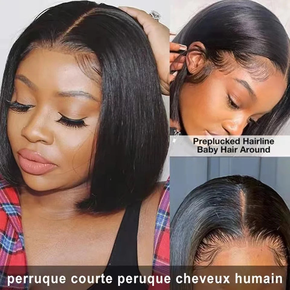Straight Bob Wig Short 100% Human Hair Lace Frontal Wigs 13x4 Lace Front Wig 4x4 Lace Closure Wig Pre Plucked Bob Lace Wigs