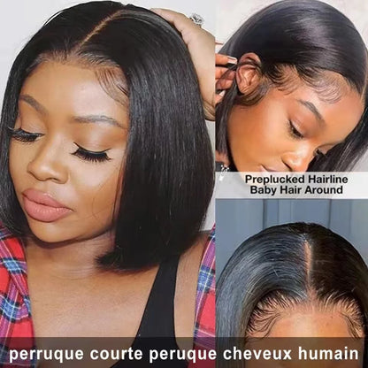 Straight Bob Wig Short 100% Human Hair Lace Frontal Wigs 13x4 Lace Front Wig 4x4 Lace Closure Wig Pre Plucked Bob Lace Wigs