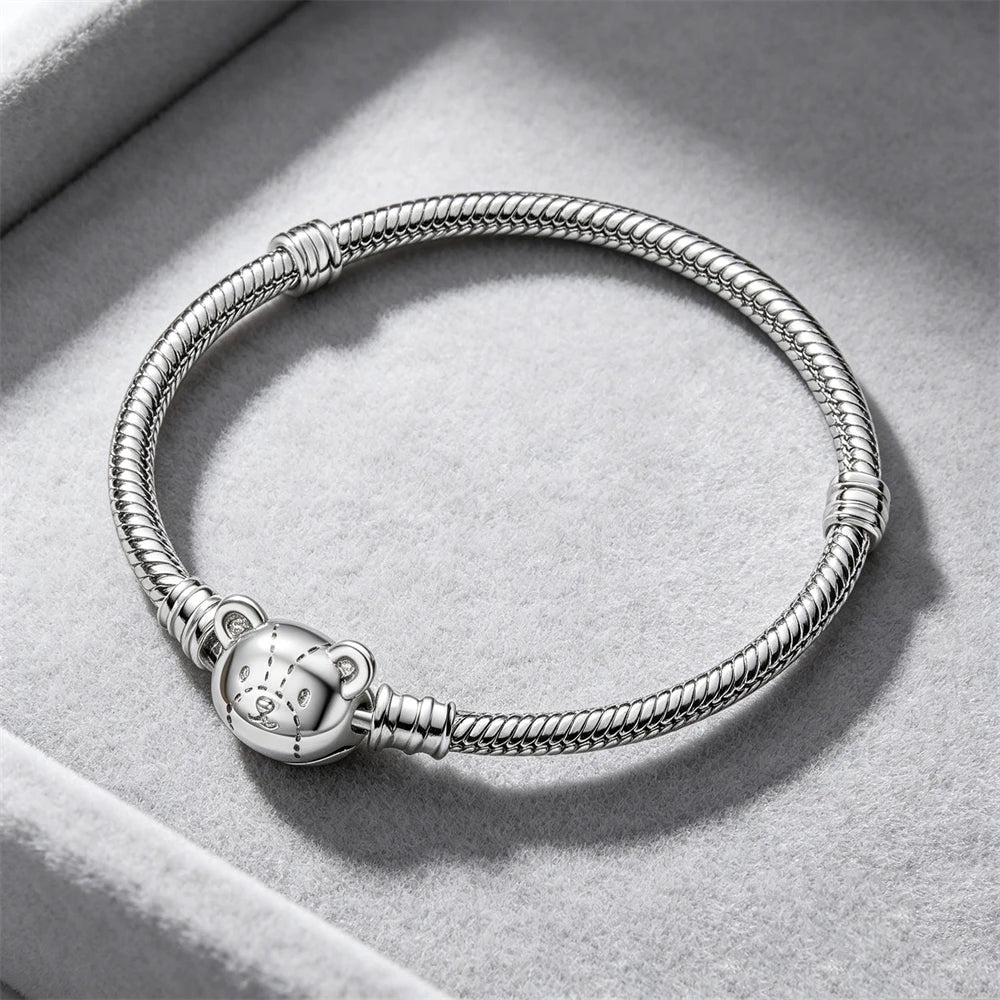 2026 Hot Selling 925 Silver Heart Shaped Buckle Snake Chain Sparkling Zircon Original Bracelet Women Fashionable Luxury Jewelry