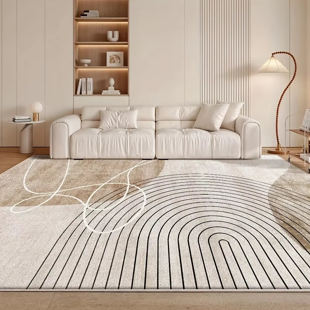 VIKAMA Flannel Carpet Modern Light Luxury Living Room Mat Bedroom Bedside Rug Simple Mat Large Rug Non-slip Washable Home Decor