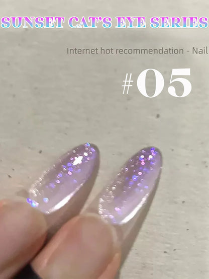 1-24pcs WS Romantic Purple Cat Eye Gel Nail Polish New Style Super Flash Versatile Whitening Purple Glass Bead Cat Nail Salon