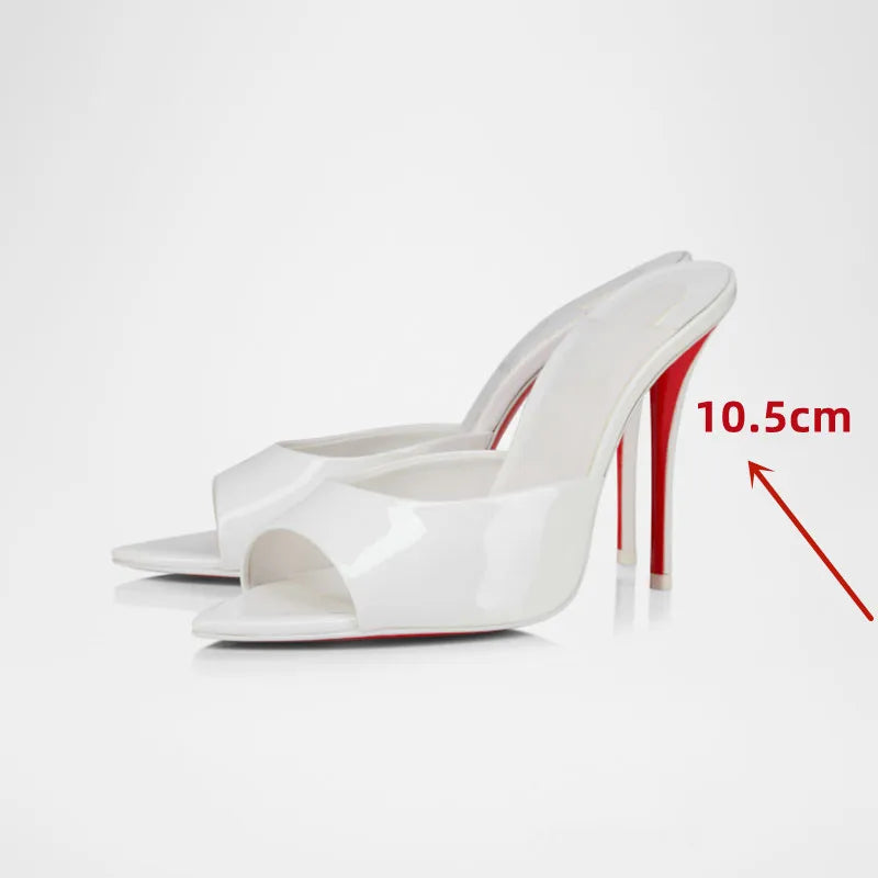 Summer New Women's Pointed Open Toothed Slim Fit High-heeled Slippers, Outdoor Sexy Sandals, Fashionable High-heeled Slippers