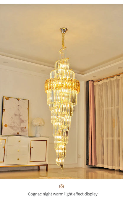 Light Luxury Large Chandelier Spiral Staircase Chandelier Luxurious And Atmospheric Duplex Villa Hotel Lobby Chandelier