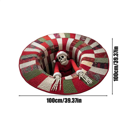 3D Rugs Optical Illusion Christmas Home Decor Skeleton Round Quilted Holiday Bathroom Carpet For Kitchen Entryway Entrance