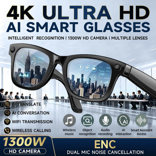 2026 Smart Glasses Men 1300W Camera AI Photo Recognition Video Recording Language Translation Bluetooth Call Sunglasses Women