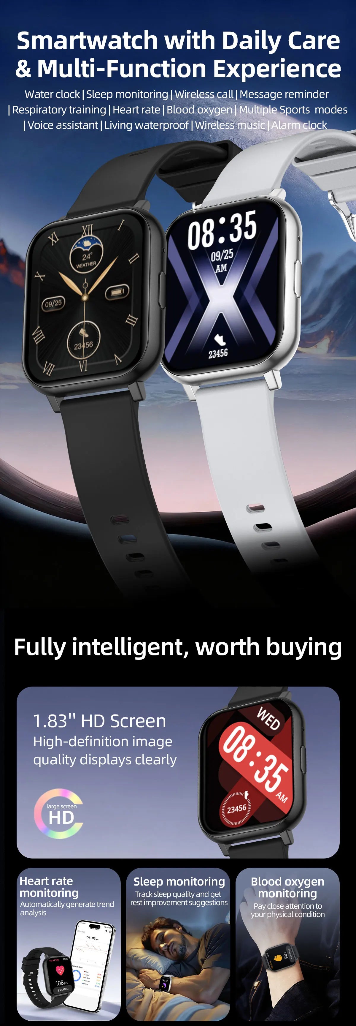 LIGE 2026 New Smart Watch Women Men Bluetooth Talking Blood Oxygen Heart Rate Monitoring Smart Watch For Women Men Holiday Gift