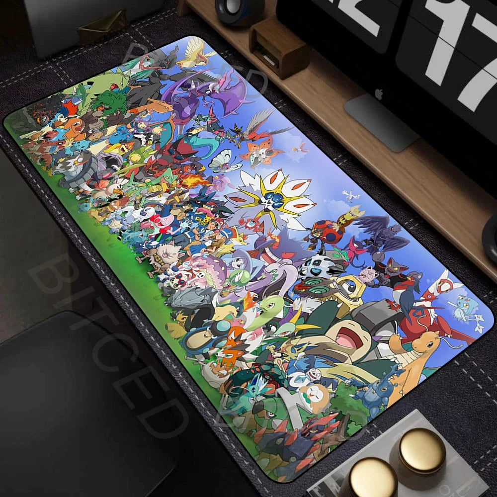 Art Anime Mouse Pad Colorful Gamer Cabinet Mousepad P-pokemon Keyboard Rug Laptop Gaming Rubber Non-slip Pc Accessories Desk Mat