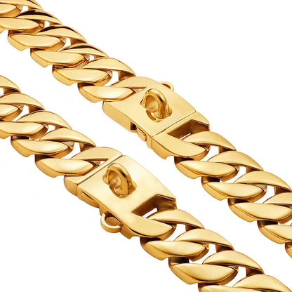 Large Dog Collar 32mm Metal Pet Choker Gold Silver Stainless Steel Chain Dog Accessories for Cane Corso Labrador Rottweiler