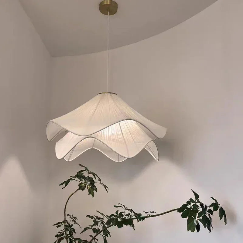Nordic Minimalist Wabi Sabi Creamy Wind Fabric Chandelier Living Dining Room Bedroom Pendant Lights Home Hanging Lamp Fixture