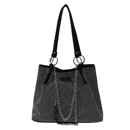 2024 Fashion Women Bling Diamonds Handbag Large Capacity PU Leather Big Totes Designer Female Chain Shoulder Bags Shopping Bags