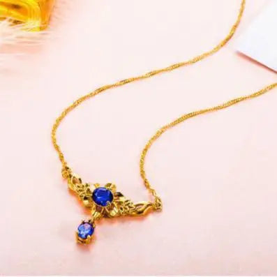 Luxury 24K 9999 Pure Gold real gold Women's necklace with moissanite sunflower pendant