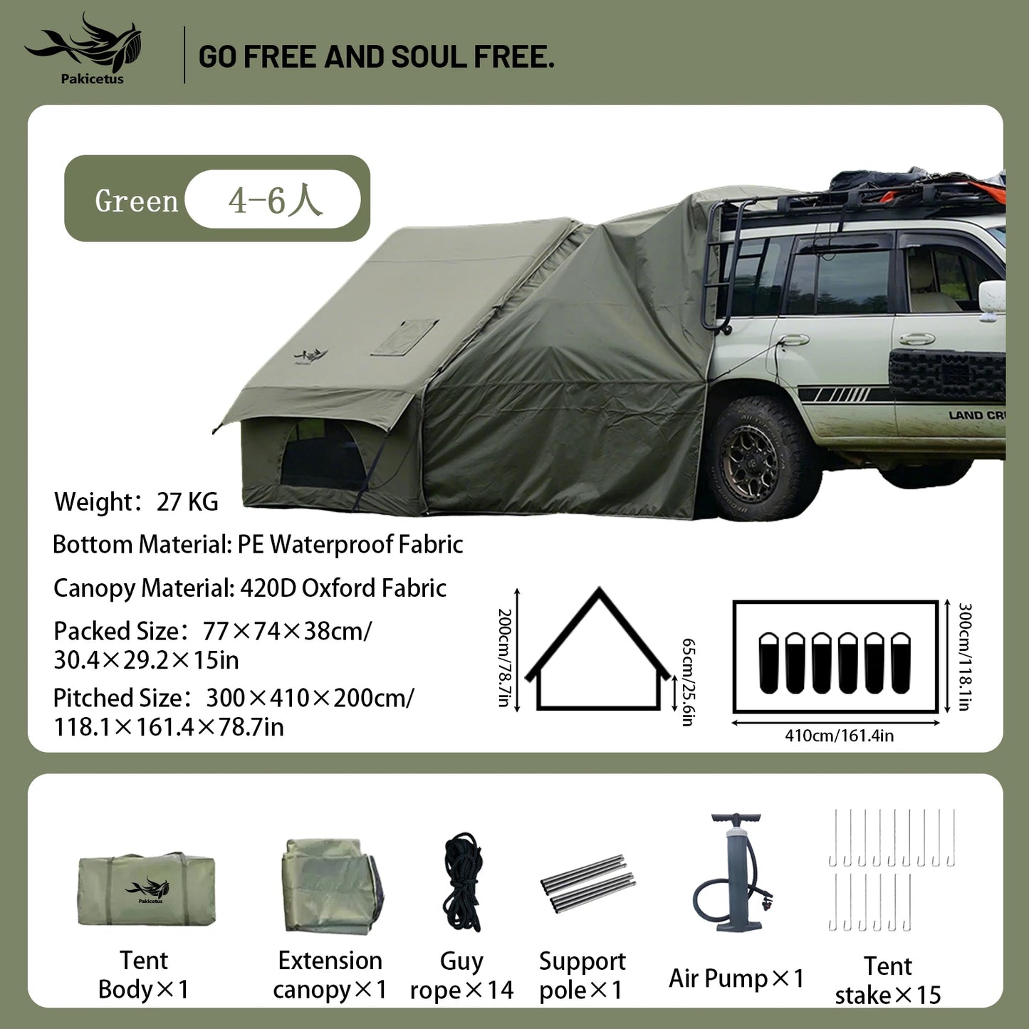 PAKICETUS Inflatable camping tent 4-8 people with windows portable water-resistant camping tent  Four season tents