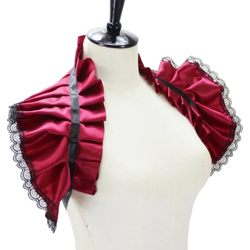 Unisex Vintage Victorian Ruffled Shrug Shawl Gothic Fake Collar Shoulder Wrap Capelet Costume Jabot Cosplay Accessories