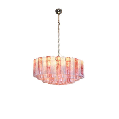 The Pink Love Glass Art Round 50-100cm Dimmable LED Chandelier Hanging Lamps Lustre Suspension Luminaire Lampen For Living Room