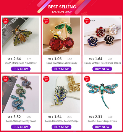 EASYA 2024 New Rhinestone Gemstone Shape Woman Clothes Brooch Classic Wedding Party Dress Crystal Accessories