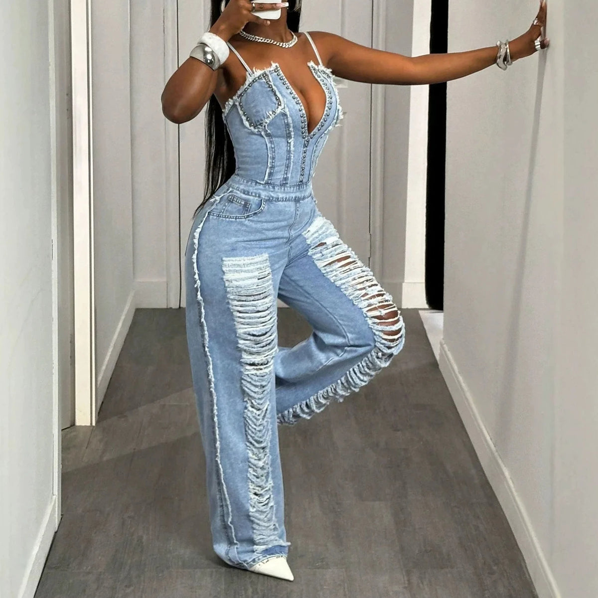 Women Jumpsuits Denim One Piece Strapless Sleeveless Sexy Overalls Long Pants Tight Waist Rompers Y2k Streetwear Work 2026
