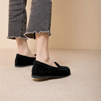 Winter Shoes Women's 2026 New Wool One-piece Women's Loafers Low Heel Fashion Casual One-Foot Slip-on Warm Ladies Shoes