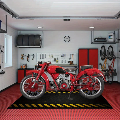 VIKAMA Black Sports Vitality Style Long Carpet Cool Motorcycle Mat for Car And Bicycle Parking