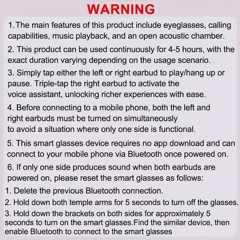 Smart Glasses, Bluetooth Glasses, Touch and Voice Control, Open Music Playback, Bluetooth 5.4, Outdoor, Fishing, Sports